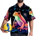 thumbnail image 4 of Starry Sky Frog Men's Short Sleeve Button Down Poplin Casual Beach Shirts, 4 of 6