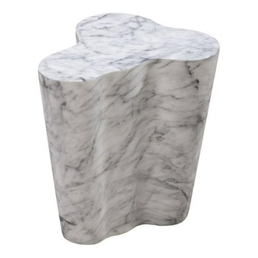 Maklaine Modern Contemporary White Marble Finish Short Side Table