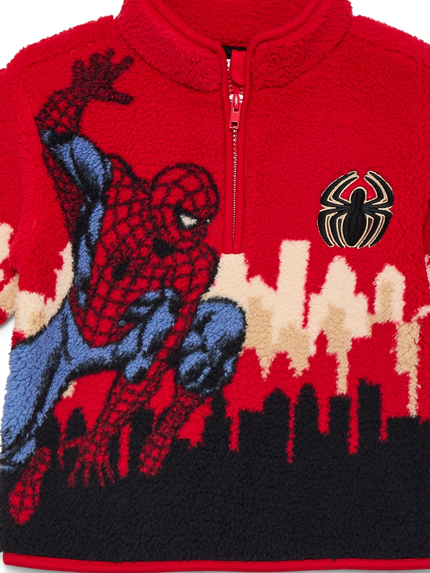 Spider-Man Toddler Boys Plush Fleece Half Zip Sweatshirt, Sizes 12M-5T