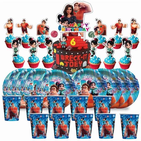 Wreck-It Ralph Birthday Cups Party Supplies Plates Fans Decorations Cake Topper Decor