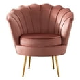 Pink Velvet Upholstered Arm Chair Scalloped Accent Chair Vertical