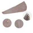 thumbnail image 3 of 1 Pc Women Soft Pinstripe Hair Towel for Bathroom Vacation Business Travel Pink Coral Velvet, 3 of 3