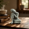thumbnail image 4 of Decor Statue Meditation Stone Figurine Compact Hand Carved Ornament Weather Resistant for Desk Shelf Garden and Mindfulness Decoration, 4 of 8