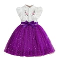 thumbnail image 1 of RXMEKW Robe pour Filles avec Manches en Maille Brodée et Ceinture pour Enfants de 3 à 10 Ans, Design Patchwork pour Fête de Noël et Séance Photo Décontractée, 1 of 5