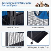 Betisef 4 Tier Steel Deluxe Small Animal Pet Cage Kit for Guinea Pig Ferret Little Rabbit with Wheels Brakes Hammock