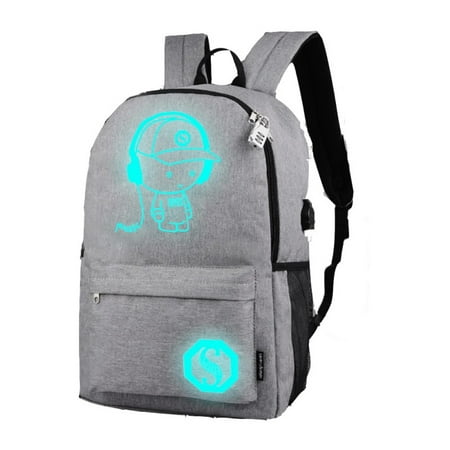Tinymills City Jogging Bags Outdoor Luminous Sports Backpack with USB Charge Port (Not Include Power), Students Anti-theft Laptop