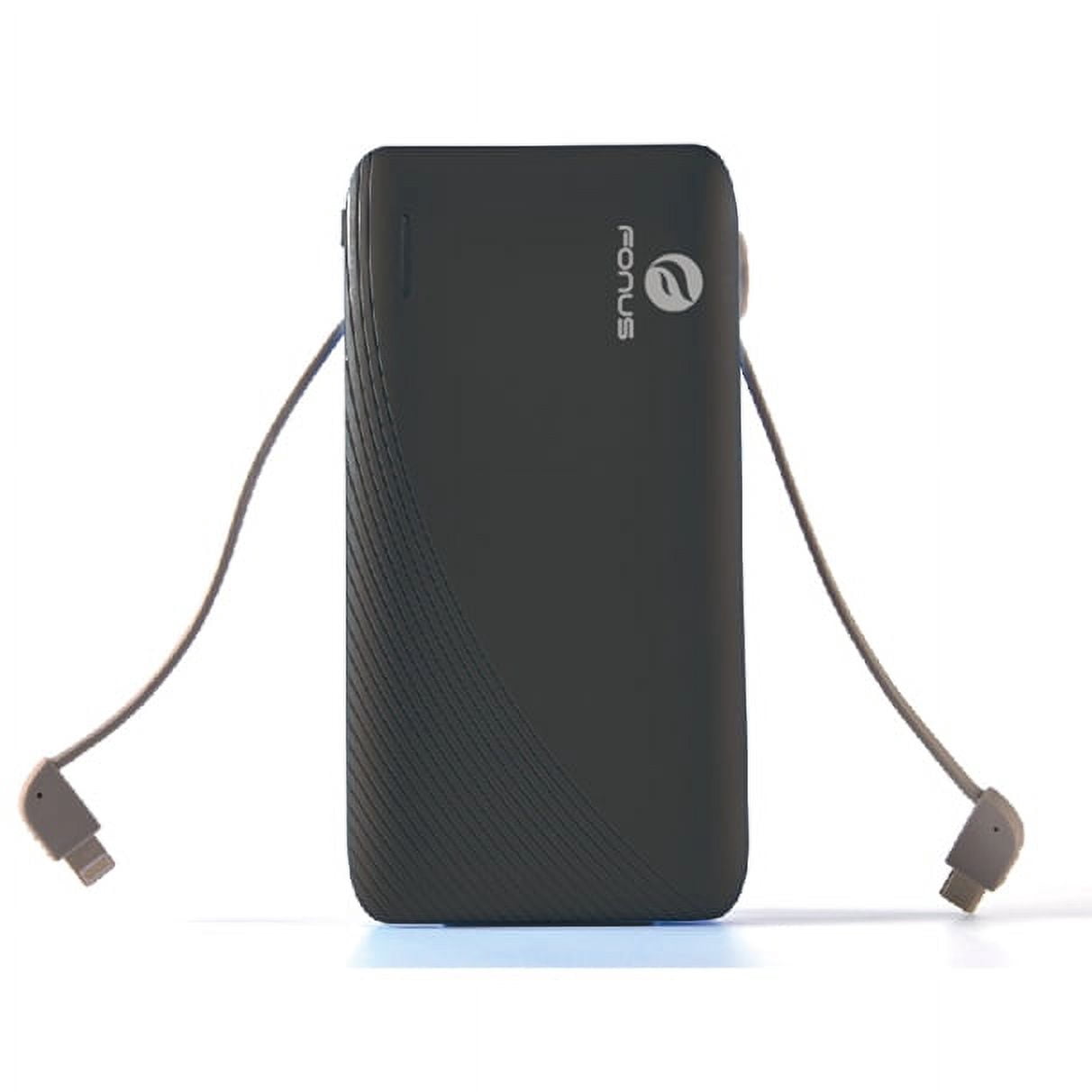 Slim 10000mAh Portable Battery Charger Backup PowerBank Rapid Charging USB 2-Port Adapter w Built-in Cables Black for Samsung Galaxy J3 J5 J7, Note 3 4 5 Edge, S5 S6 Edge Edge+ S7 Edge S8 S8+