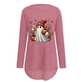 thumbnail image 4 of Womens Fall Halloween Shirt Women's Halloween Graphic Print Long Sleeve Top for Everyday Casual Round Neck Comfortably Soft Women’s T Shirt Pink S, 4 of 4