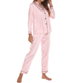 thumbnail image 5 of Womens 2 Piece Silk Satin Pajama Set Long Sleeve Lounge Sets Button Down Shirts and Pants PJs Soft Sleepwear Sets, 5 of 7
