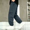 thumbnail image 6 of KyCheLot Cargo Sweatpants for Kids Solid Color Elastic Waist Lined Fleece Pants Trendy Thermal Sweatpants, 6 of 9