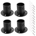 thumbnail image 1 of OwnMy 4 paquetes de soportes para barra de acero inoxidable con brida, soporte para barra de montaje en pared con tornillos para armario, barra de cortina de ducha (apto para 25 mm / 1 '') (negro), 1 of 5