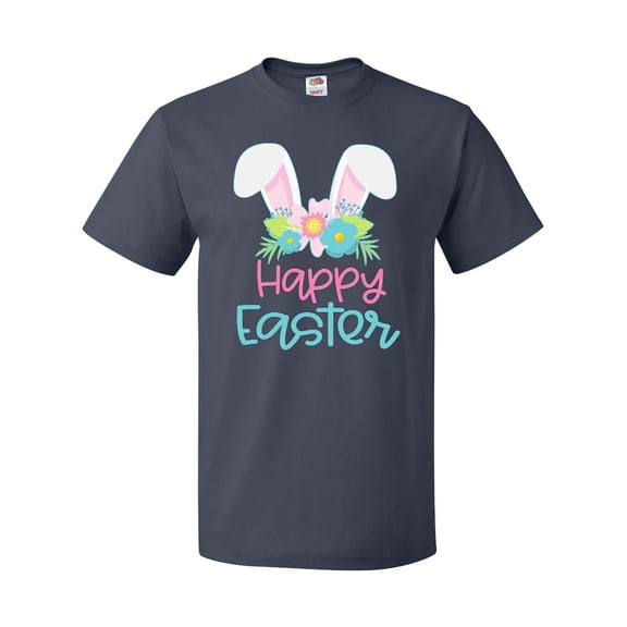 Inktastic Happy Easter with Bunny Ears and Flowers T-Shirt