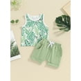 thumbnail image 2 of Bslissey Toddler Baby Boys 2Pcs Summer Outfits Sleeveless Leaf Print Tank Tops + Drawstring Shorts 6M 12M 18M 24M 3T Infant Casual Short Pants Sets for Daily Vacation, 2 of 8