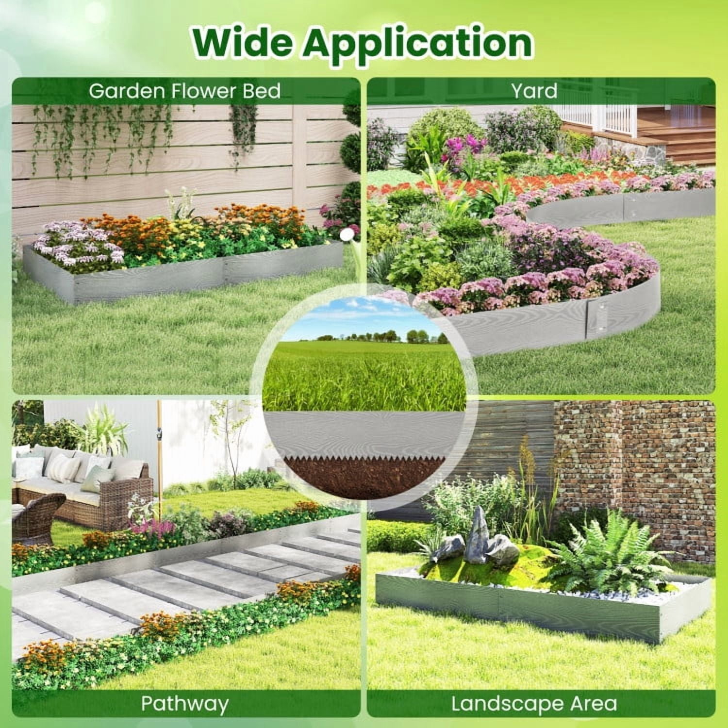 YYAo Raised Garden Bed,Outdoor Planter Box,6-Pack 20 FT Galvanized Metal Landscape Edging for Lawn
