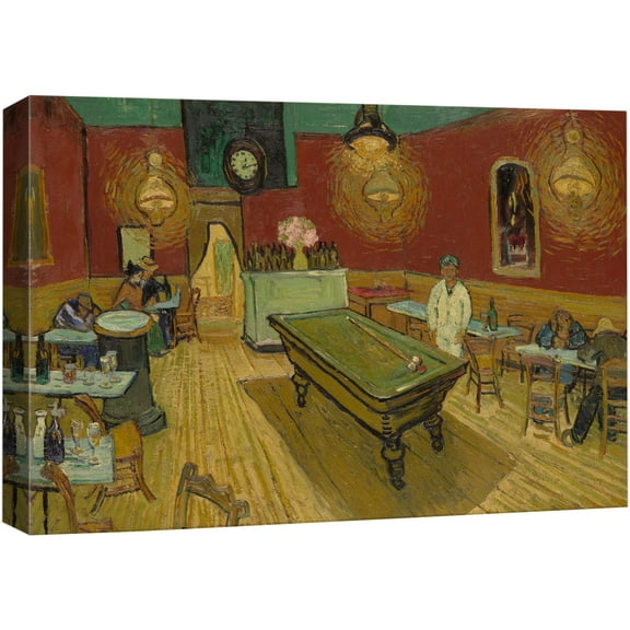 wall26 Canvas Print Wall Art Night Cafe by Master Artist Vincent Van Gogh Nature Wilderness Illustrations Fine Art Relax/Calm Multicolor for Living Room, Bedroom, Office - 12"x18"