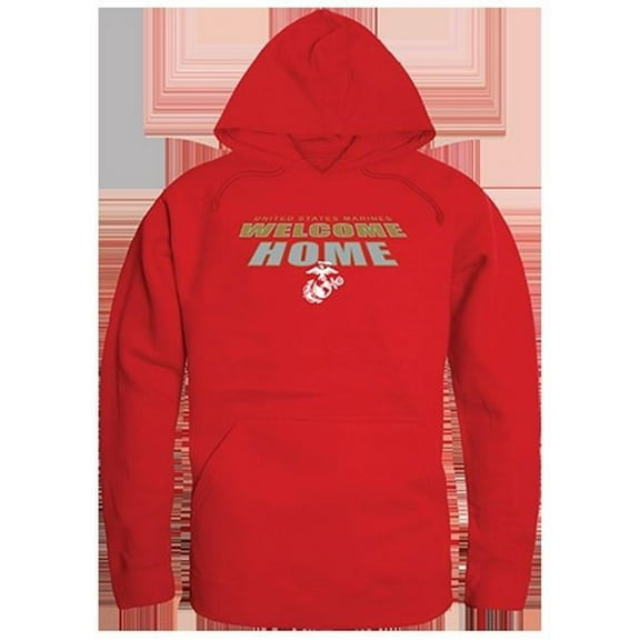 USMC Welcome Graphic Pullover Sweatshirt, Red - Small