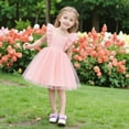thumbnail image 4 of MEZZALL Dresses Elegant Girls Sleeve Dress Birthday Celebration Fancy Party Gown Toddlers Little Girls Tasteful Satin Overlay With Skirt Adorable Kids Crew Neck Solid Color Child Sundress, 4 of 9