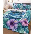 thumbnail image 3 of Quilts Twin-XL Size Bedding Set, Tropical Coastal Lightweight Quilted Comforter, Summer Beach Sea Turtle Palm Tree Ocean Reversible Bedspread Coverlet with Pillow Covers for All Season, 68" x 98", 3 of 7