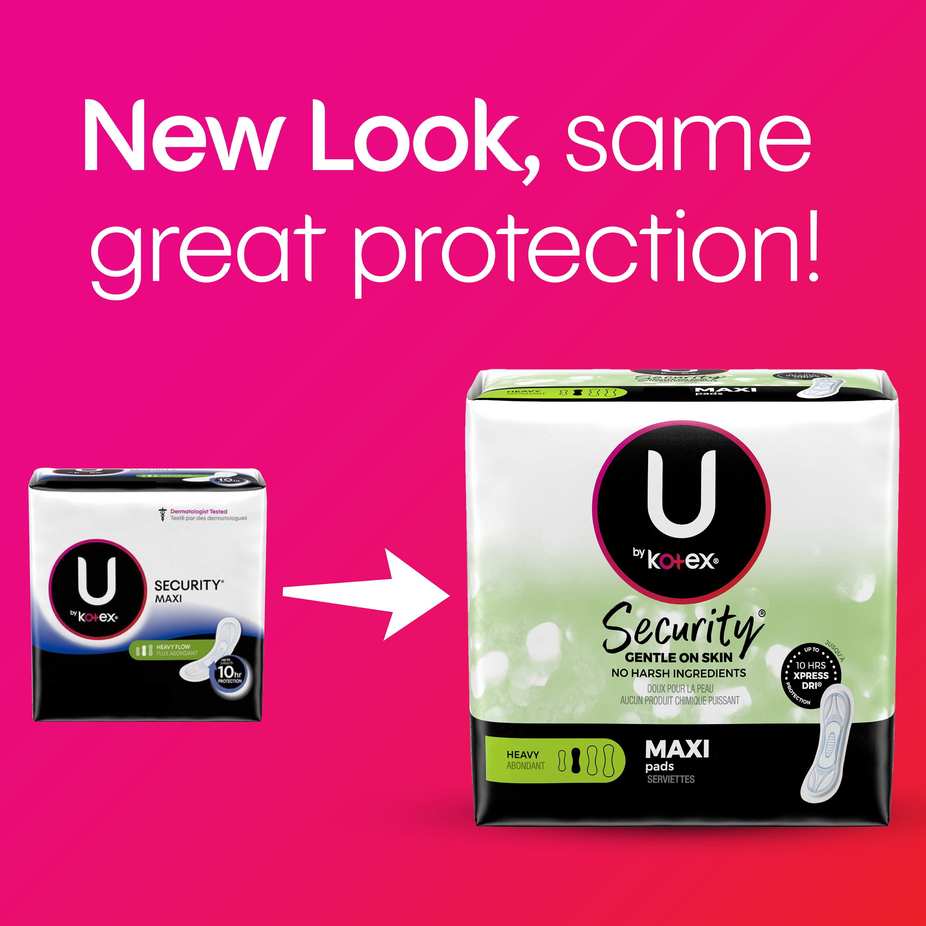 U By Kotex Security Maxi Feminine Pads Heavy Absorbency Unscented 44 Count Walmart Com Walmart Com