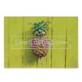thumbnail image 1 of Live Laugh Love Cutting Board, Tropical Pineapple Fruit with Sunglasses on Yellow Wood Board Joyful Print, Decorative Tempered Glass Cutting and Serving Board, Small Size, Multicolor, by Ambesonne, 1 of 1