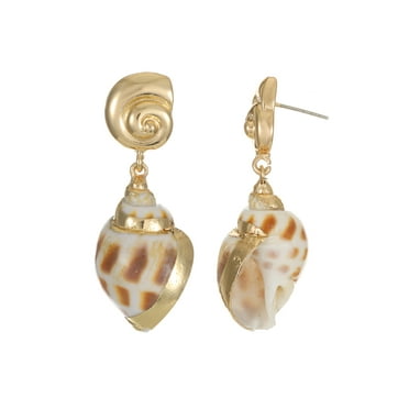 Time and Tru Goldtone and Natural Shell Earring, 1 Pair