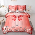 thumbnail image 1 of Erosebridal Ensemble de Literie Princesse Nœud Taille Complète, Ensemble de Couette Rouge avec Draps, Décor Diamant Pailleté, Réversible 7 Pcs, 1 of 5