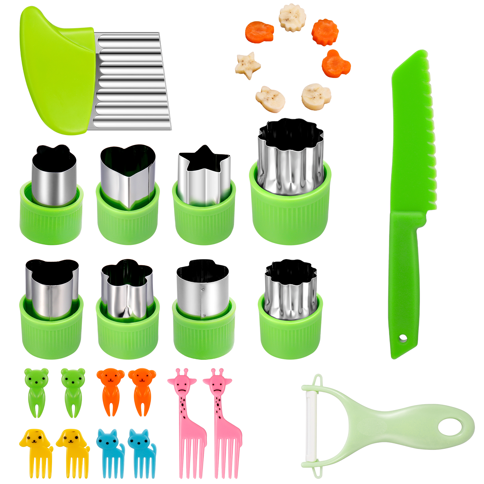 Prdigy Stainless Steel Mini Cookie Cutter Set, 21PCS Vegetable Cutter