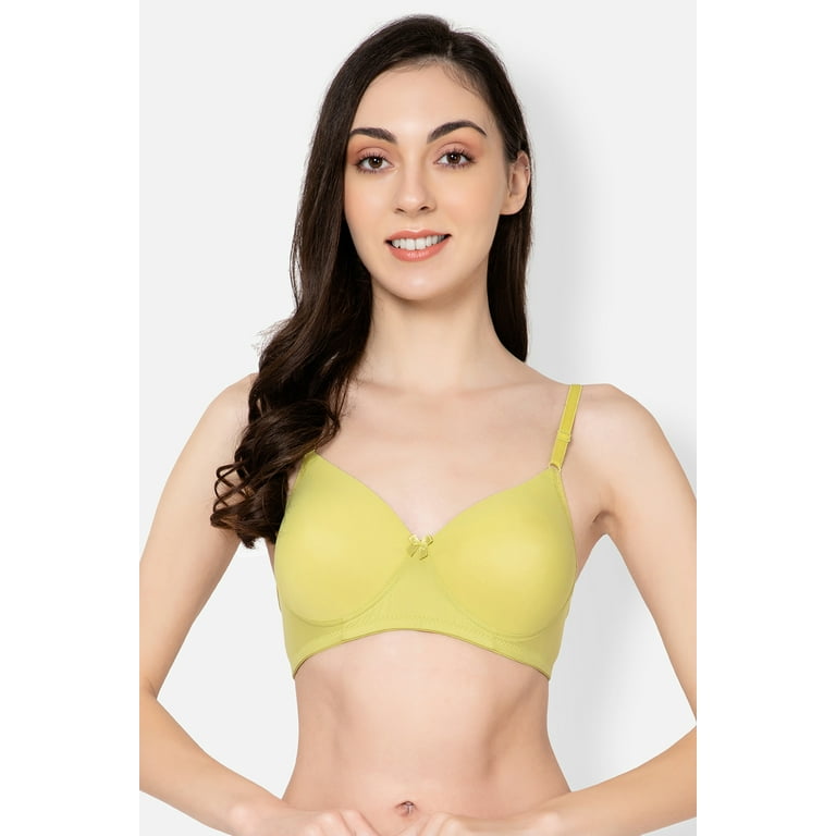 Clovia Padded Non-Wired Full Cup T-shirt Bra in Olive Green