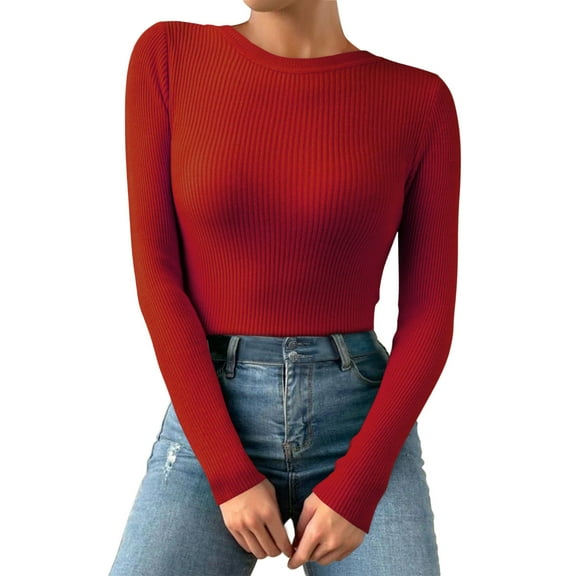 Thermal Shirts for Women Long Sleeve Tight Shirt Crew Neck Womens Undershirts Womens Fitted Tops Womens Fall Tops Womens Fashion