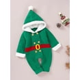 thumbnail image 2 of Honganda Infant Christmas Hooded Romper with Double-Breasted, Fur Ball, 2 of 9