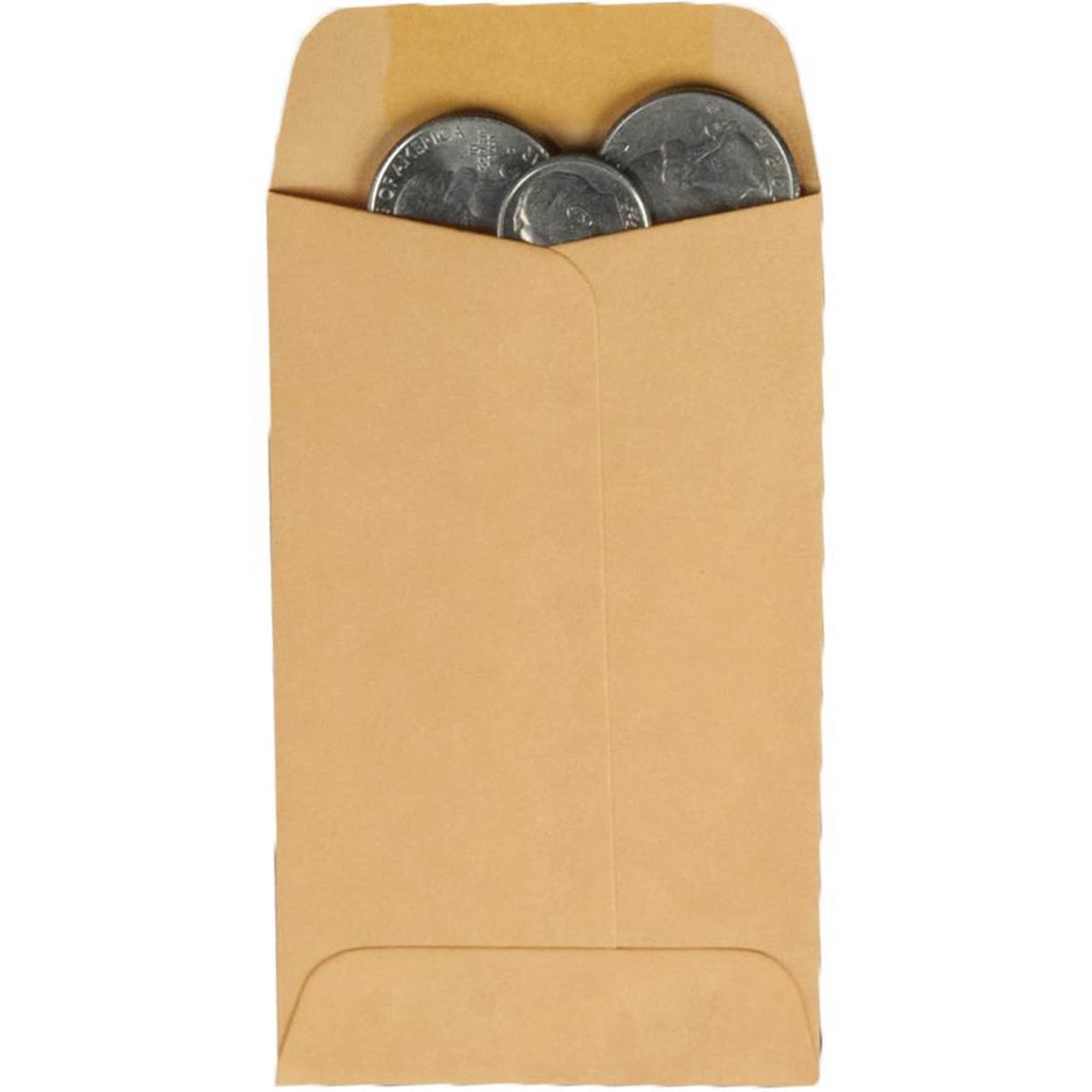 Quality Park QUA50262 Kraft Coin And Small Parts Envelope, #3, Square Flap, Gummed Closure, 2.5 X 4.25, Brown Kraft, 500/box