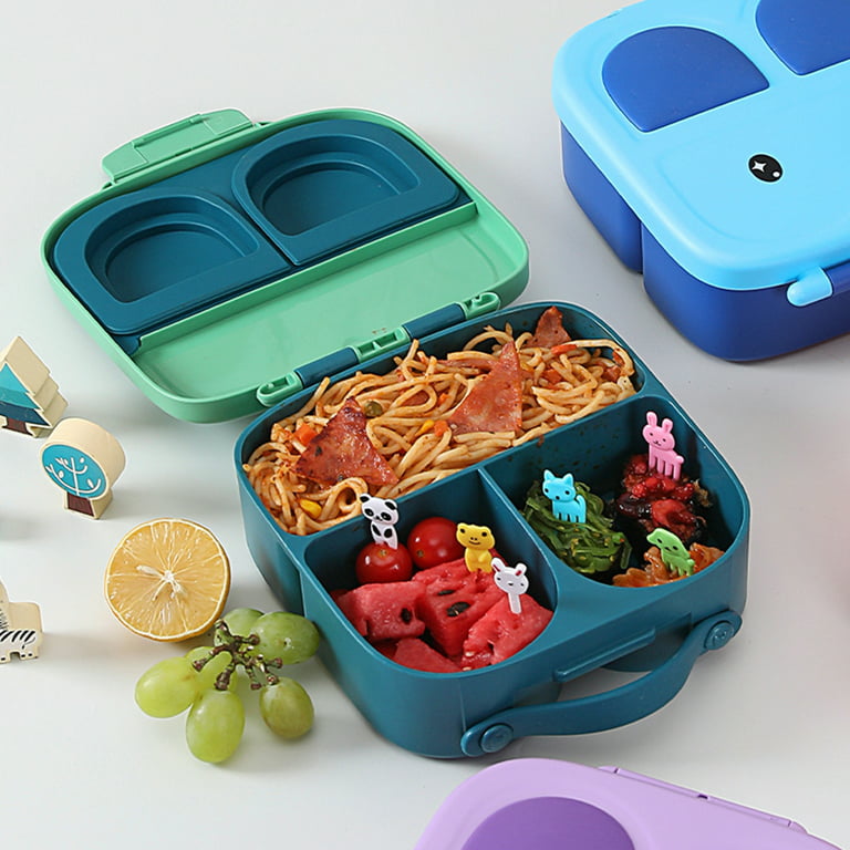 Hadanceo Kids Bento Lunch Box Cartoon Rabbit Multi-grid Design Anti Drop  Plastic Insulation Cold Preservation Microwave Food Container for School 