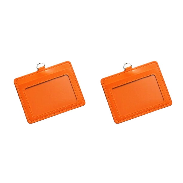 Methold 10 piezas de tarjeteros de identificación, carcasa protectora de cuero para negocios, funda para tarjetas de autobús multifuncional, Horizontal/Naranja 2piezas