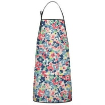 Pioneer Flower Floral Print Pattern Apron-Garden Aprons for Women with Pockets-Cotton Linen Waterproof Kitchen Cooking Gardening Aprons Adjustable for Kitchen,Cooking,BBQ and Salon 33x27 Inch
