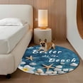 thumbnail image 3 of Life Is Better At The Beach Round&nbsp;Area Rug&nbsp;5 ft Summer Ocean Starfish Flower Seashell Washable Rugs for Living Room, Non Slip Soft Carpet for Bedroom Entryway Dining Room, 3 of 9