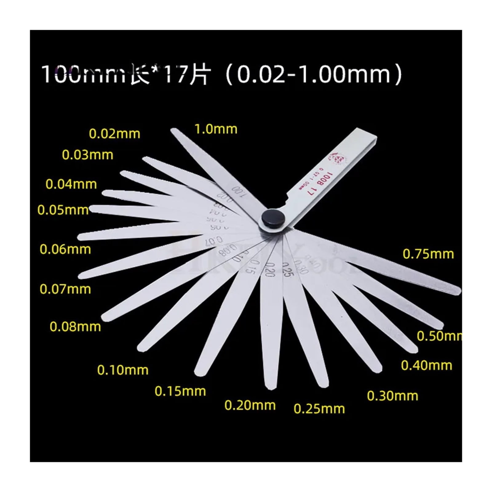 100mm Length Metric Feeler Gauge 17 Blade Gap Filler 0.02-1.00mm Thickness Measurement Layout Tool ,Easy Identification