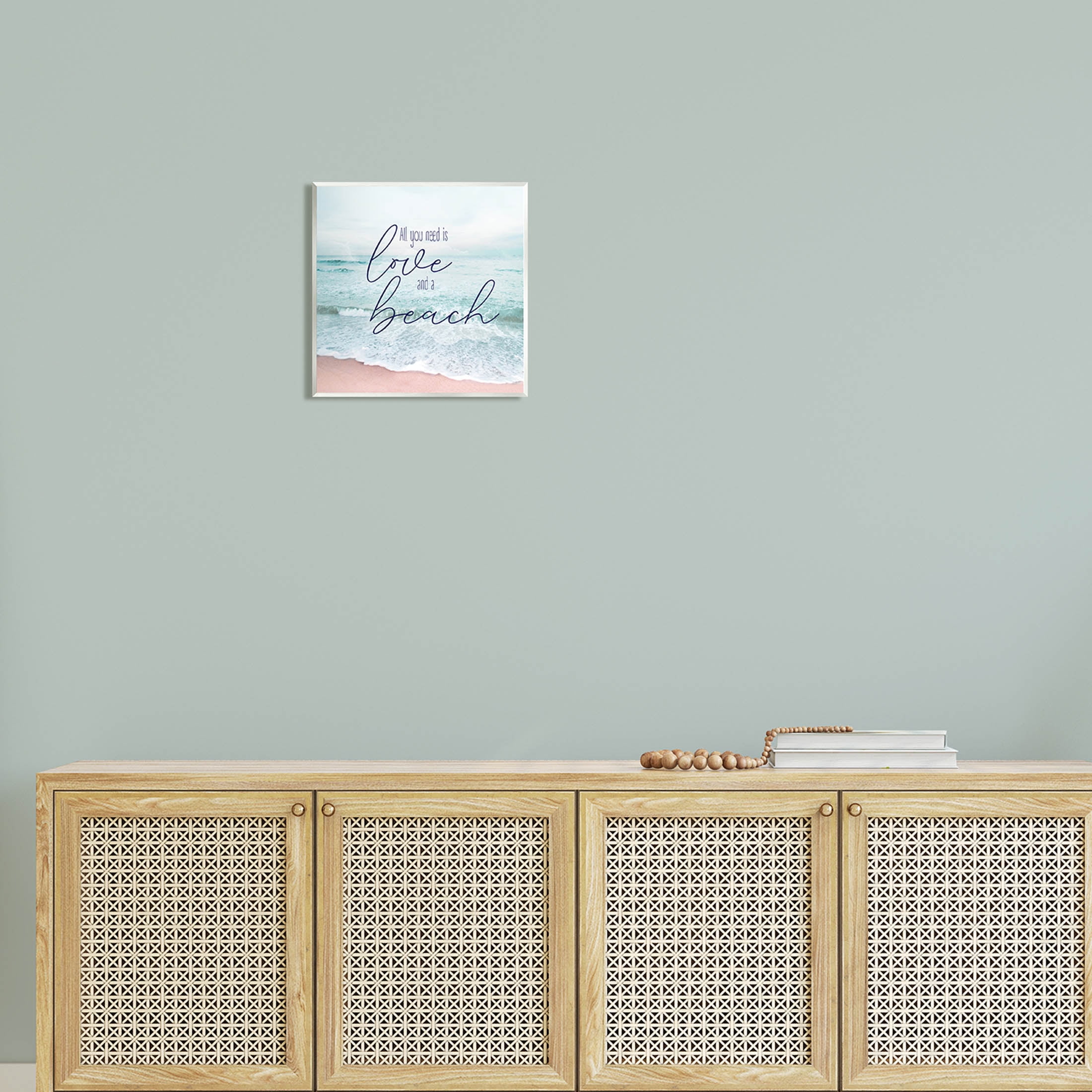 Love & A Beach Nautical Phrase Coastal Graphic Art Unframed Art Print Wall Art