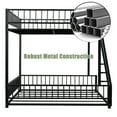 thumbnail image 7 of Full XL Over Queen Bunk Bed, Convertible Queen Bunk Beds with Safety Guard Rails, Metal Floor Bunk Bed Frame with Ladder for Dormitory Bedroom, No Box Spring Needed（Black), 7 of 7