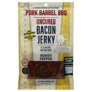 Pork Barrel BBQ Uncured Bacon Jerky, Honey Pepper, Perfect Kick of Cracked Pepper and Sweet Taste of Honey, 2 OZ Snack Pack | As Seen on Shark Tank | Nitrate and Nitrite Free, Gluten Free