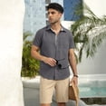thumbnail image 5 of HAOMEILI Men's Button Down Shirts Short Sleeve Casual Shirts Summer Beach Shirts Vacation Wedding Shirts with Pocket, 5 of 7