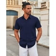 thumbnail image 4 of COOFANDY Mens Casual Button Down Shirt Short Sleeve Untucked Shirt Business Shirt for Men, 4 of 12