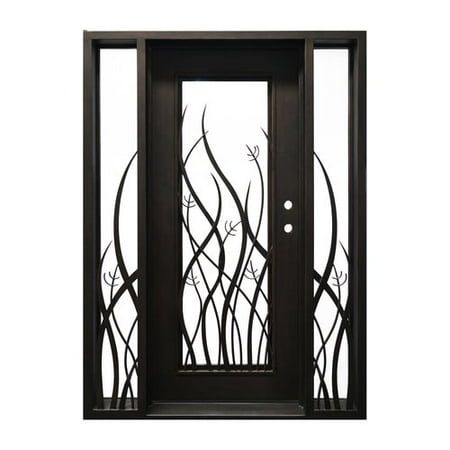 Aleko Top Tall Grass Ready To Install Iron Prehung Front Entry Door