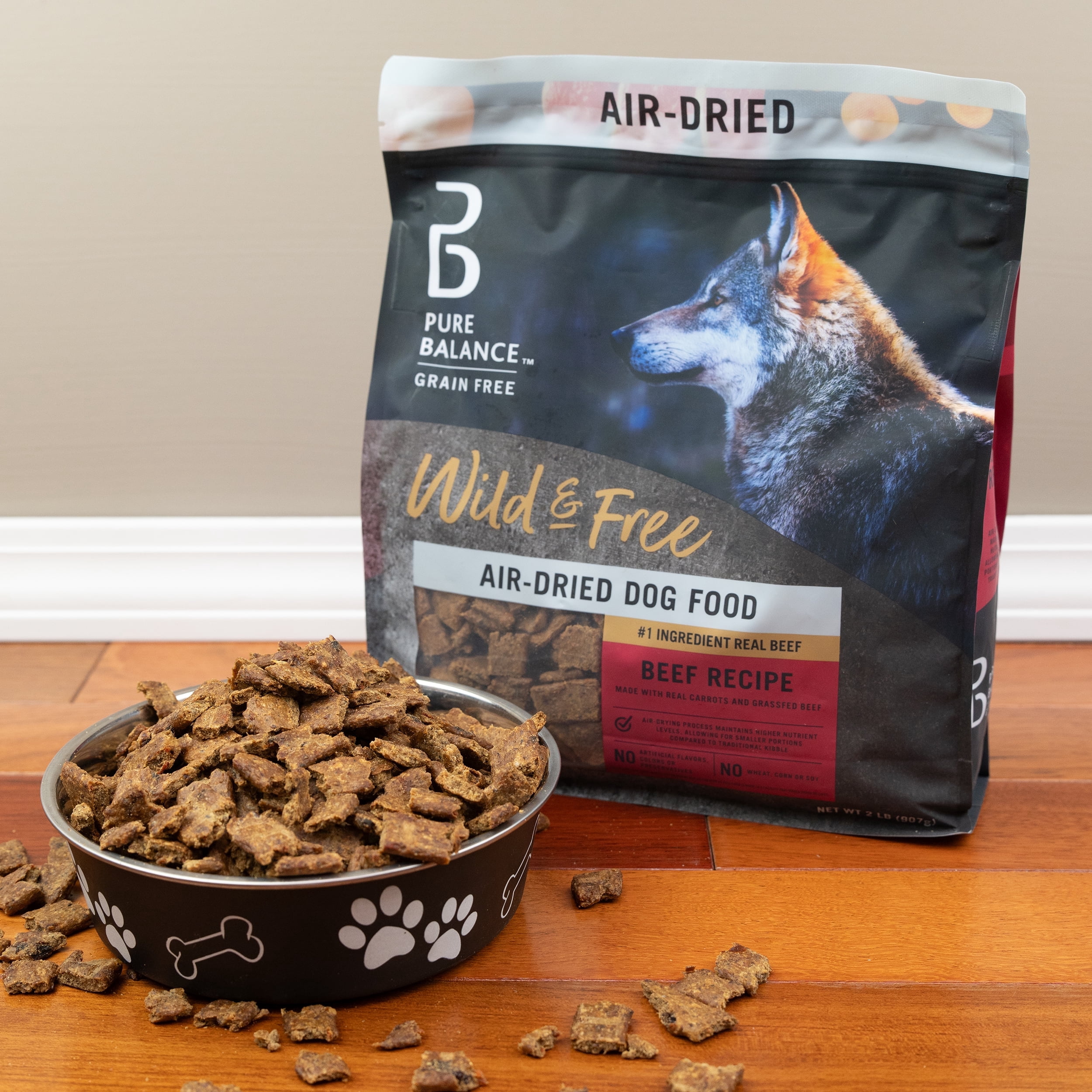 (2 pack) Pure Balance Wild & Free Air Dried Dog Food Beef Recipe, 2 lb