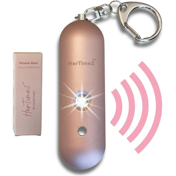 Personal Safety Alarm – Travel Safe Waterproof – Gift for Women Colle Girls – Self Defense Keychain – Extra Loud Siren – Strobe Light – Cute Key Chains Protection (Rose Gold)