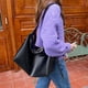 thumbnail image 5 of Moda de cuero Hobo Monedero Tote Cremallera Casual Correa ajustable Bolso de cubo Bolso de hombro para mujer Bolso para teléfono Señora Niñas Paraguas Negro Colco Monedero vagabundo para mujer, 5 of 7