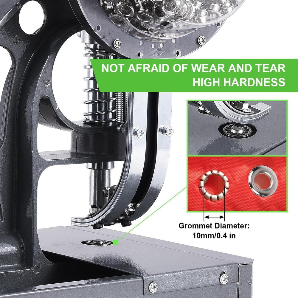 Semi-Automatic Grommet Machine, Heavy Duty Hand Press Eyelet Grommet Machine, Puncher Eyelet Feeding Tool, with 2000PCS 3/8"(10MM) Grommet for Banner, Awning, Poster