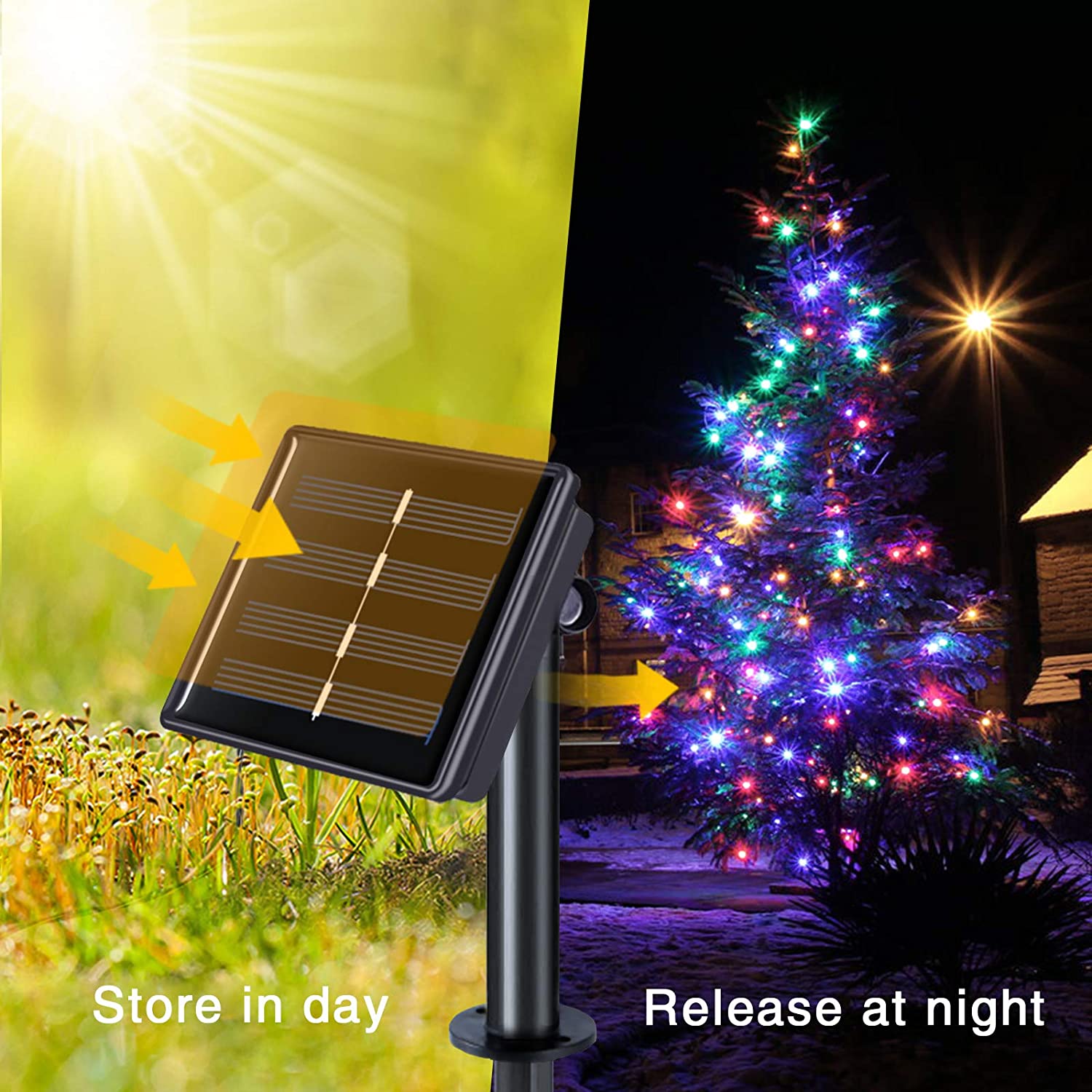 LED Solar String Lights Rope Light Strip Fairy Lights Outdoor Waterproof 8 Modes Garden Xmas Party Lam Decorative Lighting for Patio Garden Yard Party Wedding - image 2 of 9