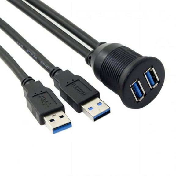 Chenyang CY 1m Waterproof Dual USB 3.0 Extension AUX Flush Mount Car Mount Extension Cable for Dashboard Panel Cable