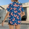 thumbnail image 3 of American Flag Shirts Women Patriotic Shirt 4th of July Tops USA Flag Red White Blue Top Button Up Blouse, 3 of 4
