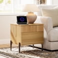 thumbnail image 2 of WAMPAT Mid-Century Fluted Nightstand, Modern Oak Side Table with Charging Station and 2 Spacious Drawers, Oak, 2 of 5